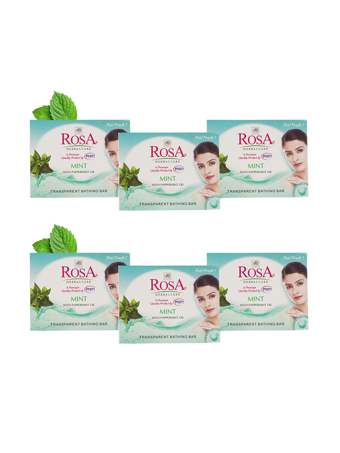 ROSA Set Of 6 Mint Gel Soap With Pappermint Oil - 100 gm Each