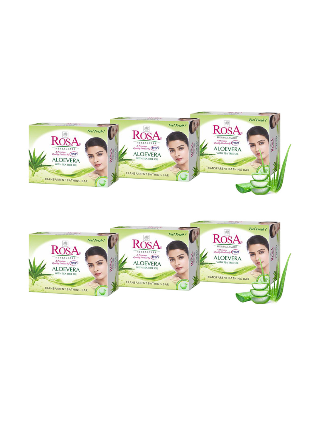ROSA Set Of 6 Aloevera Gel Soap With Tea Tree Oil - 100 gm Each