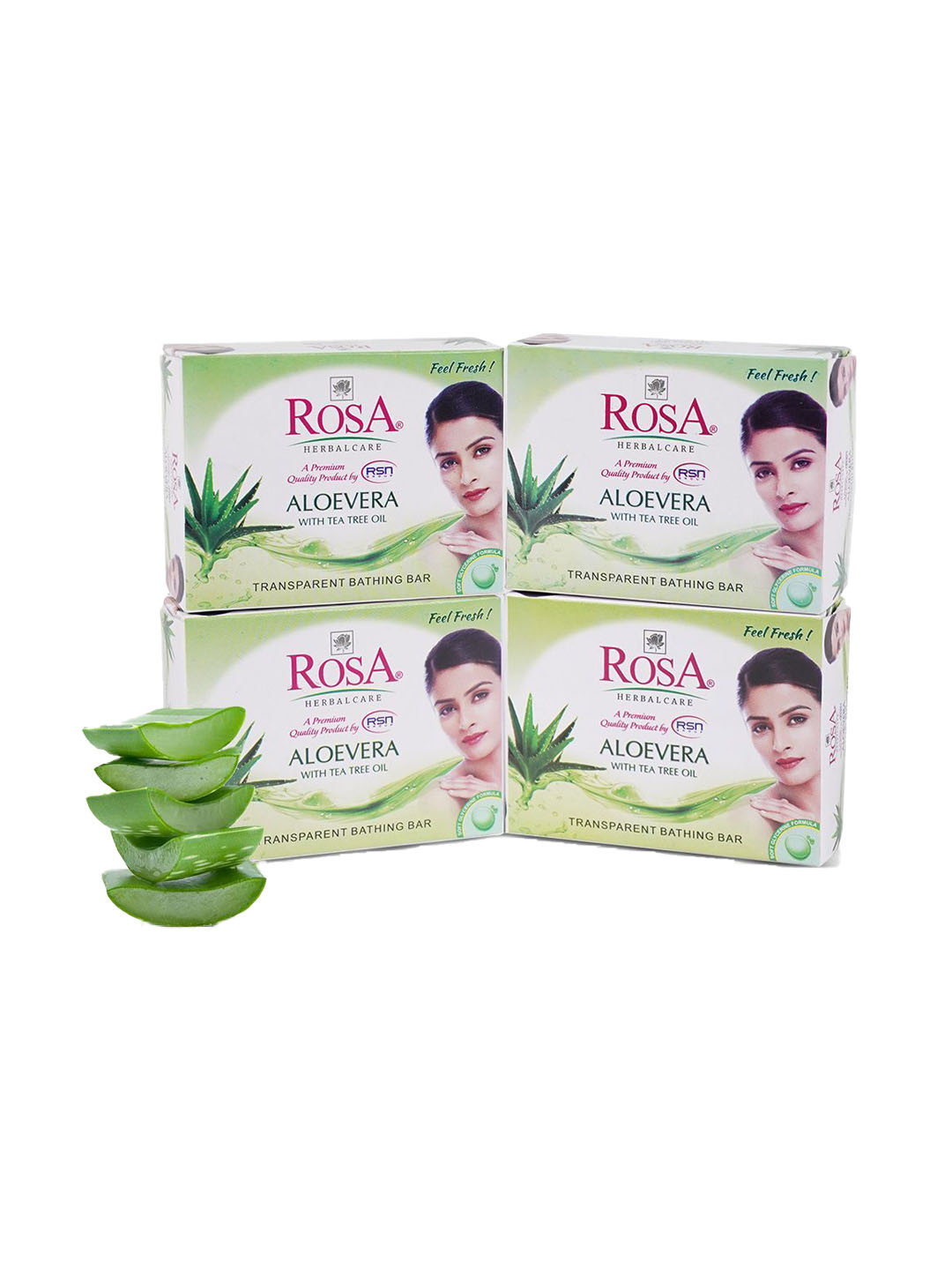 ROSA Herbalcare Set Of 4 Aloevera Gel Soap With Tea Tree Oil - 100g Each