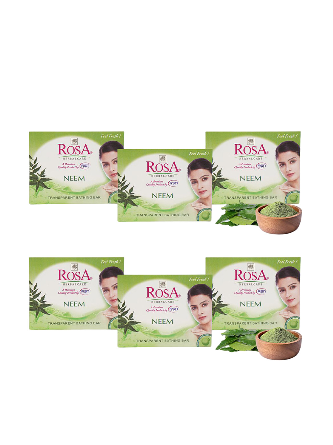 ROSA Set Of 6 Neem & Glycerin Gel Soaps - 100 gm Each