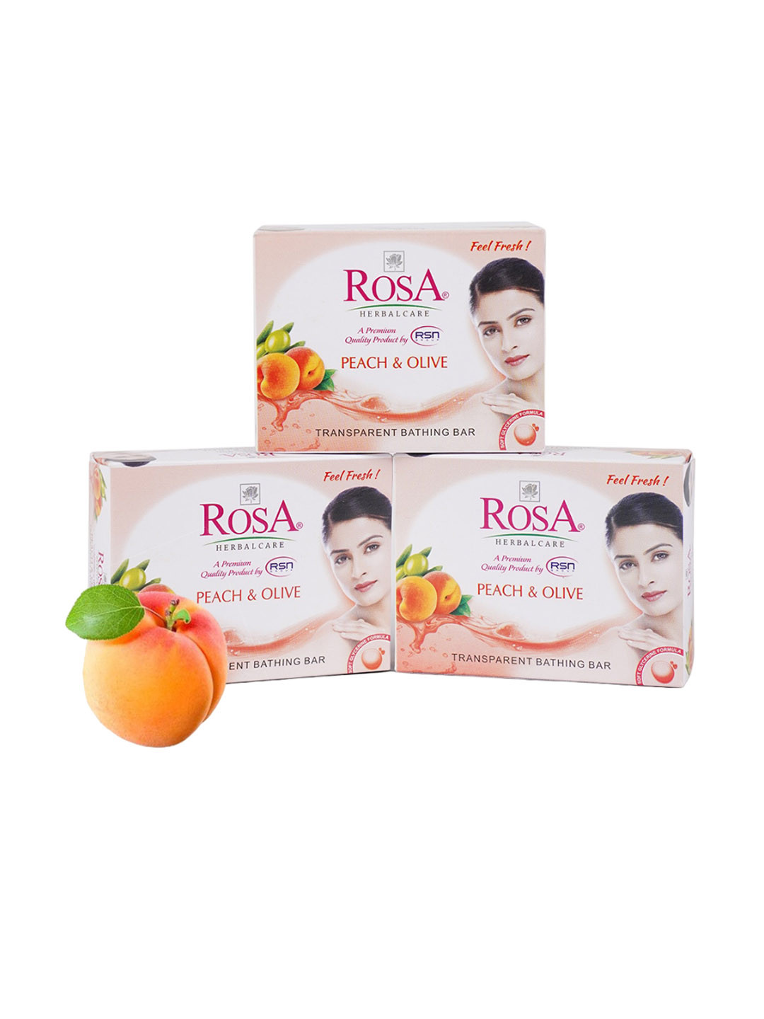 ROSA Herbalcare Set Of 3 Peach & Olive Gel Bathing Bar - 100 g Each