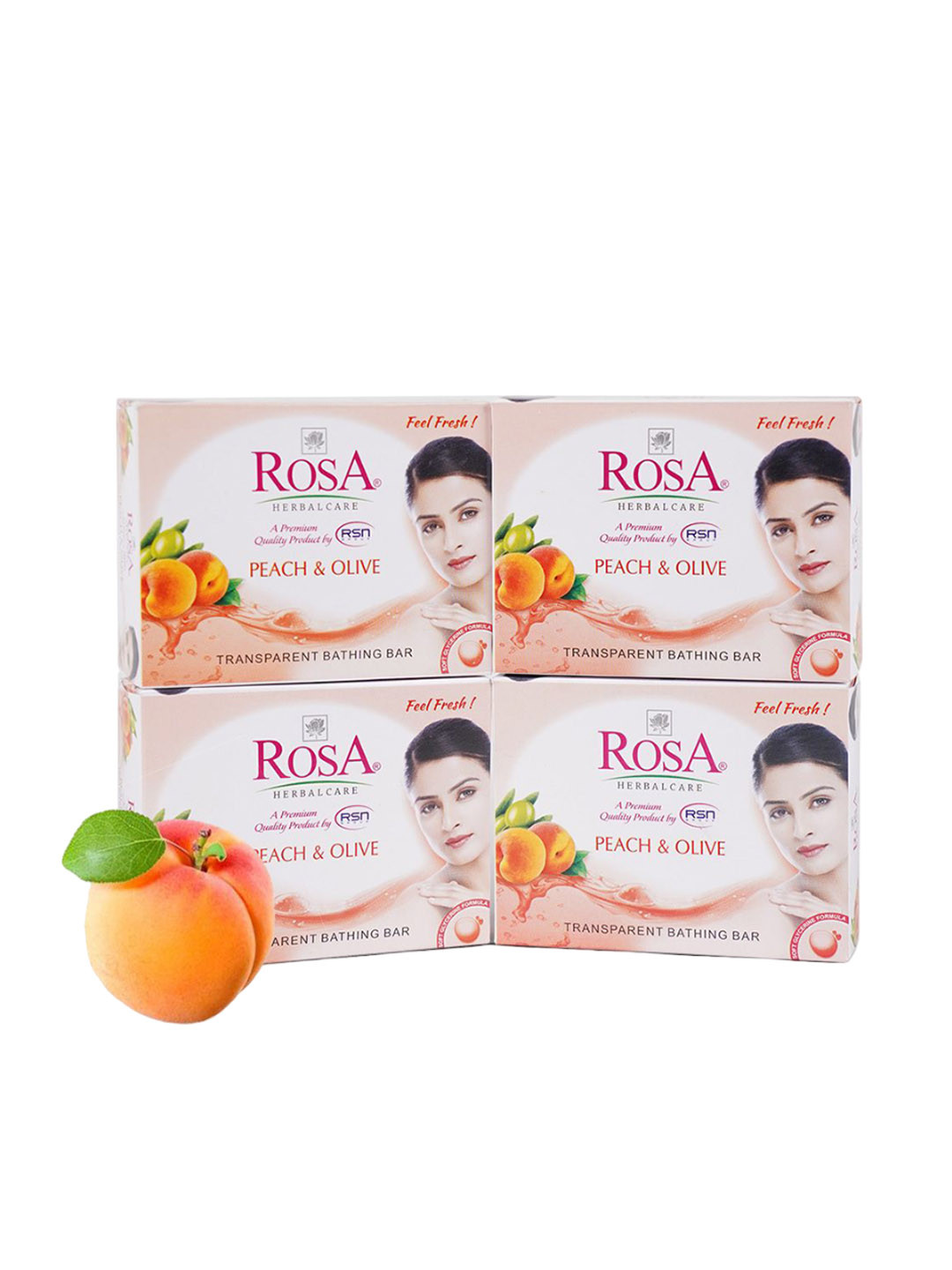 ROSA Set Of 4 Peach & Olive Gel Soaps - 100 gm Each