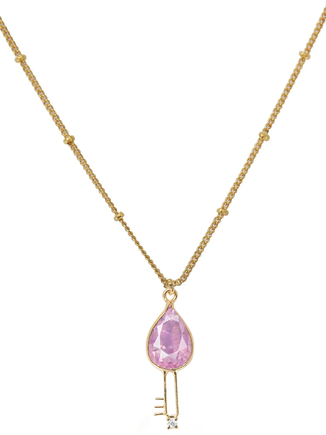 Unniyarcha 92.5 Silver Gold-Plated Teardrop Shaped Key Pendant With Chain