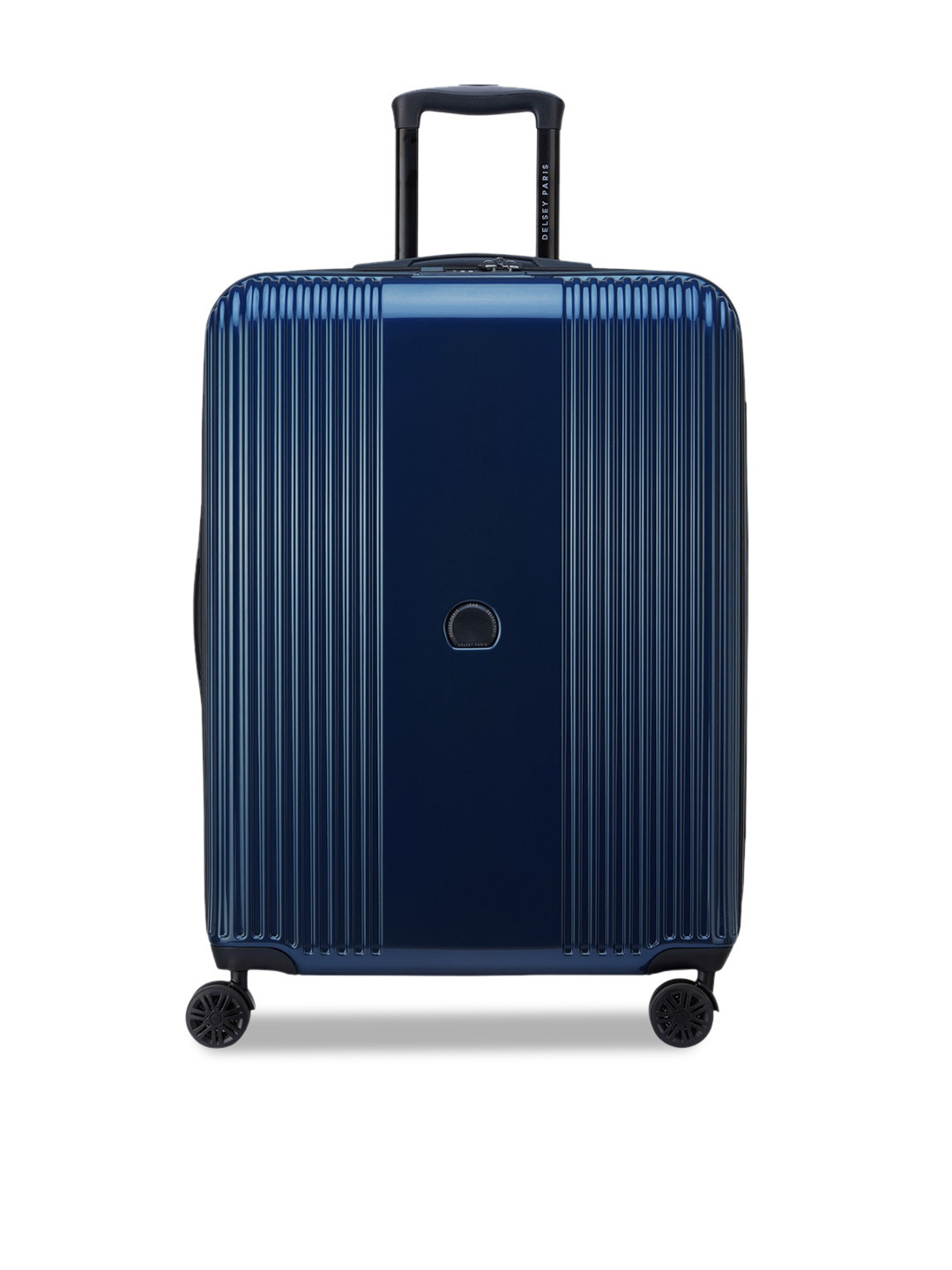 DELSEY PARIS OPHELIE Small Cabin Expandable Suitcase - Hard-Sided Ink Blue Polycarbonate Trolley with TSA Lock