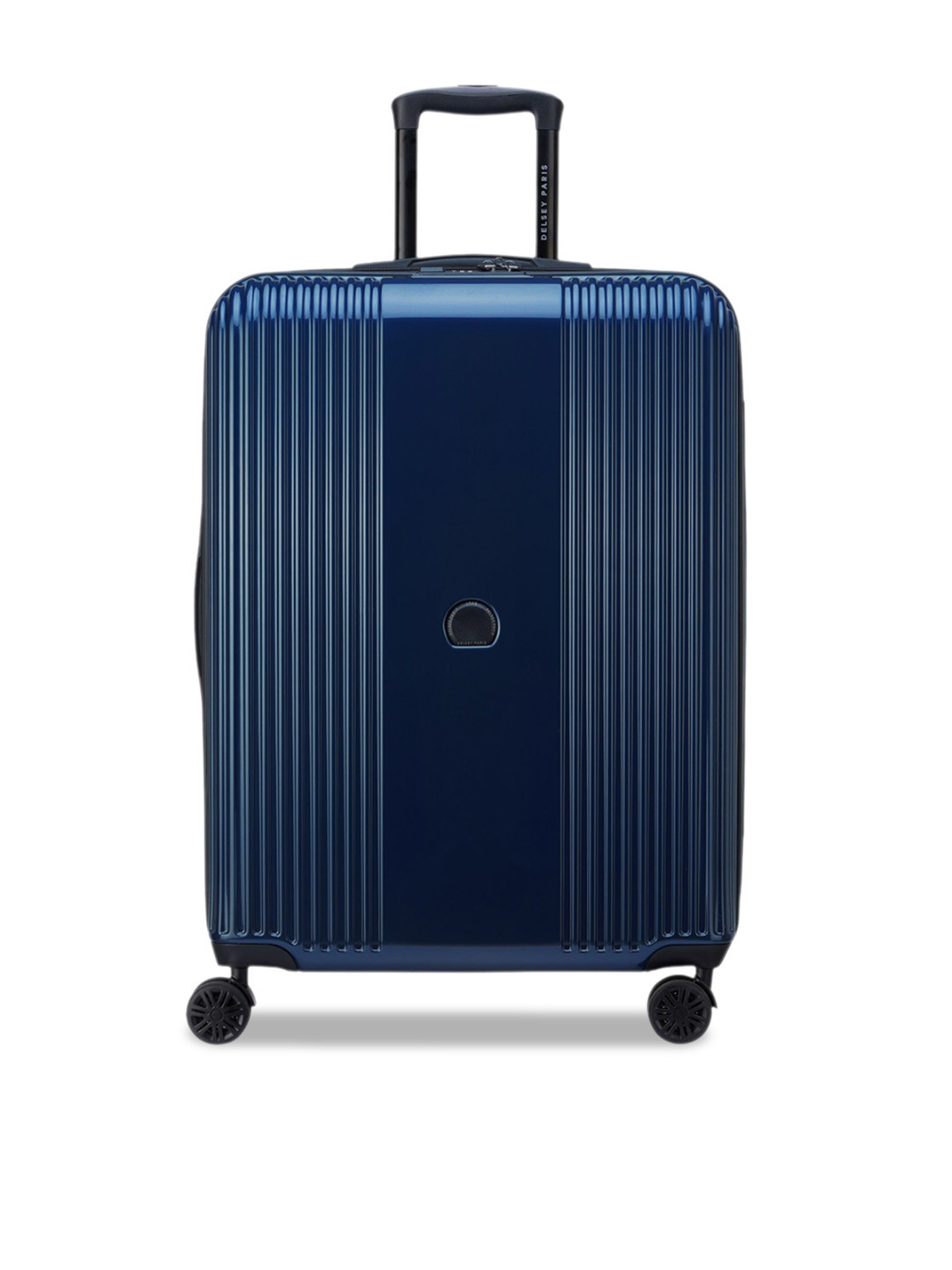 DELSEY PARIS OPHELIE Medium Check-in Suitcase - Hard-Sided Ink Blue Polycarbonate Trolley with TSA Lock