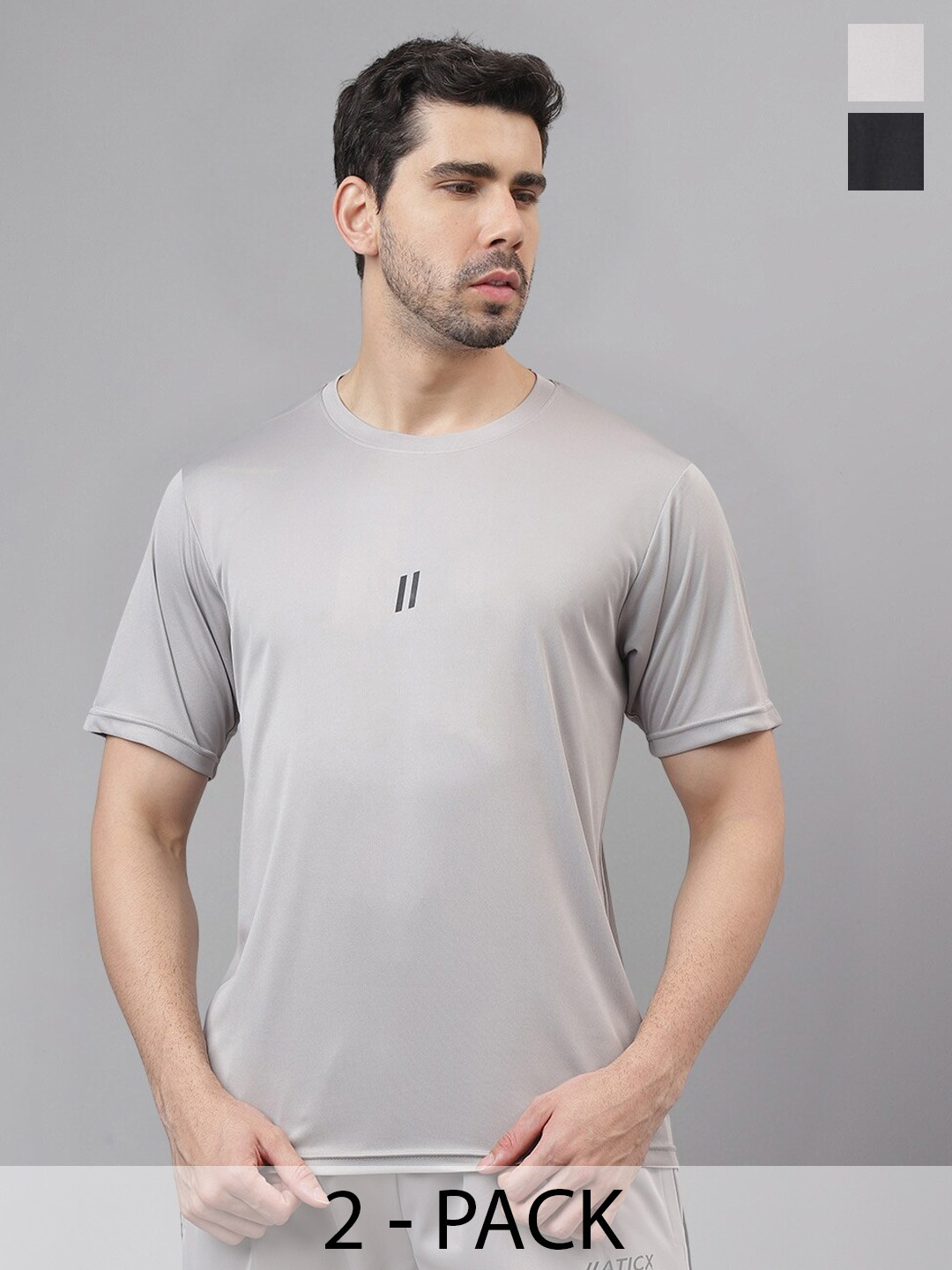 ATICX Men Pack Of 2 Typography Slim Fit T-shirt