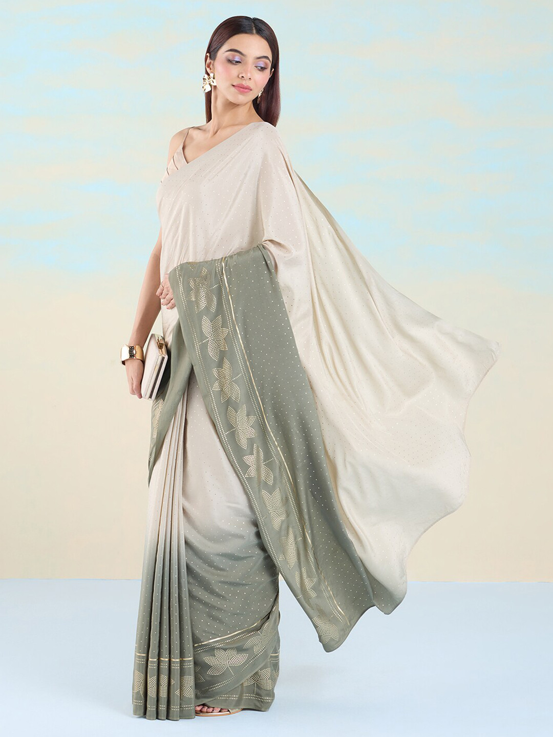 navyasa by liva Beads and Stones Ombre Liva Saree