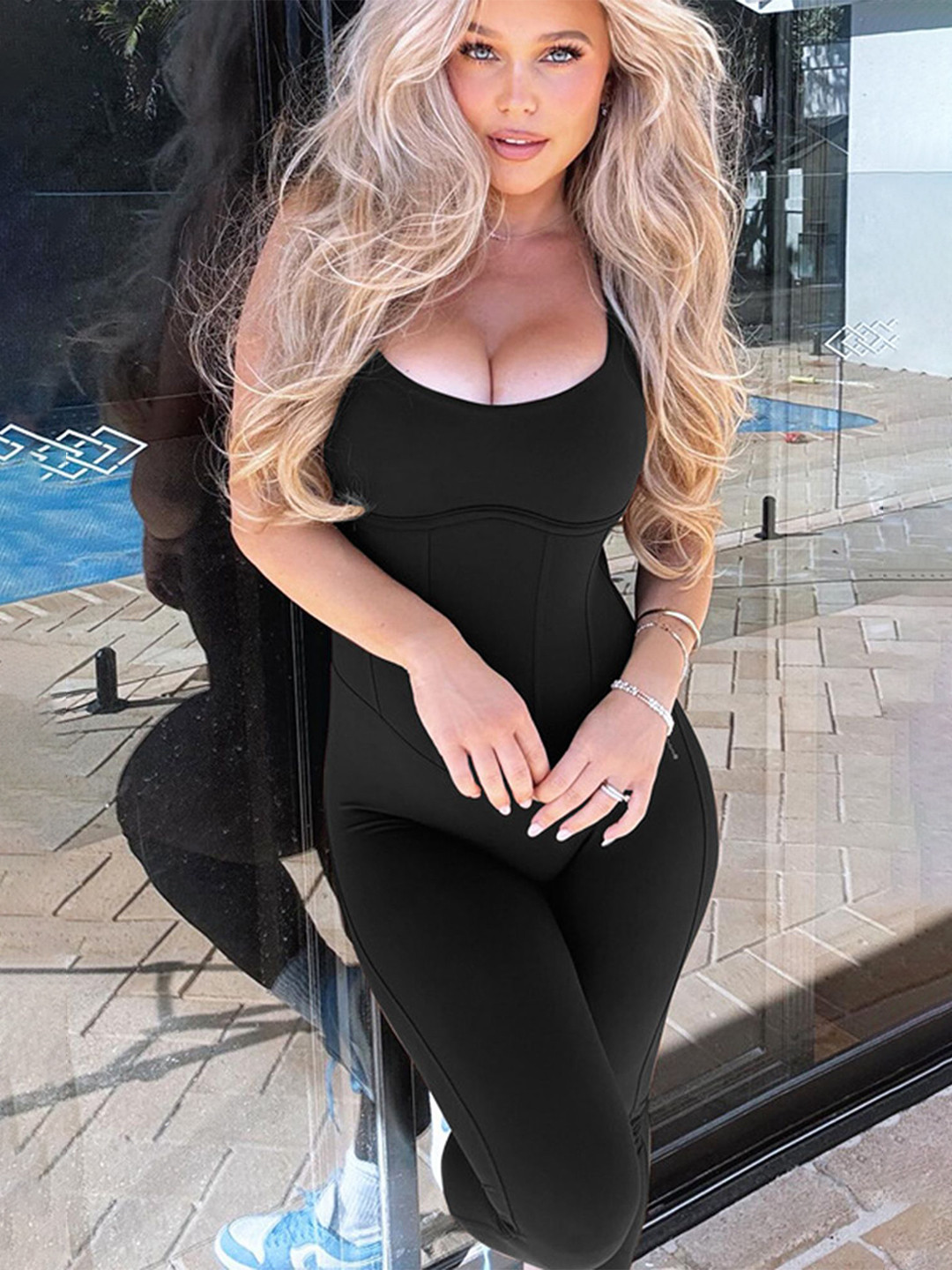 LULU & SKY Women Solid Sleeveless Basic Jumpsuit