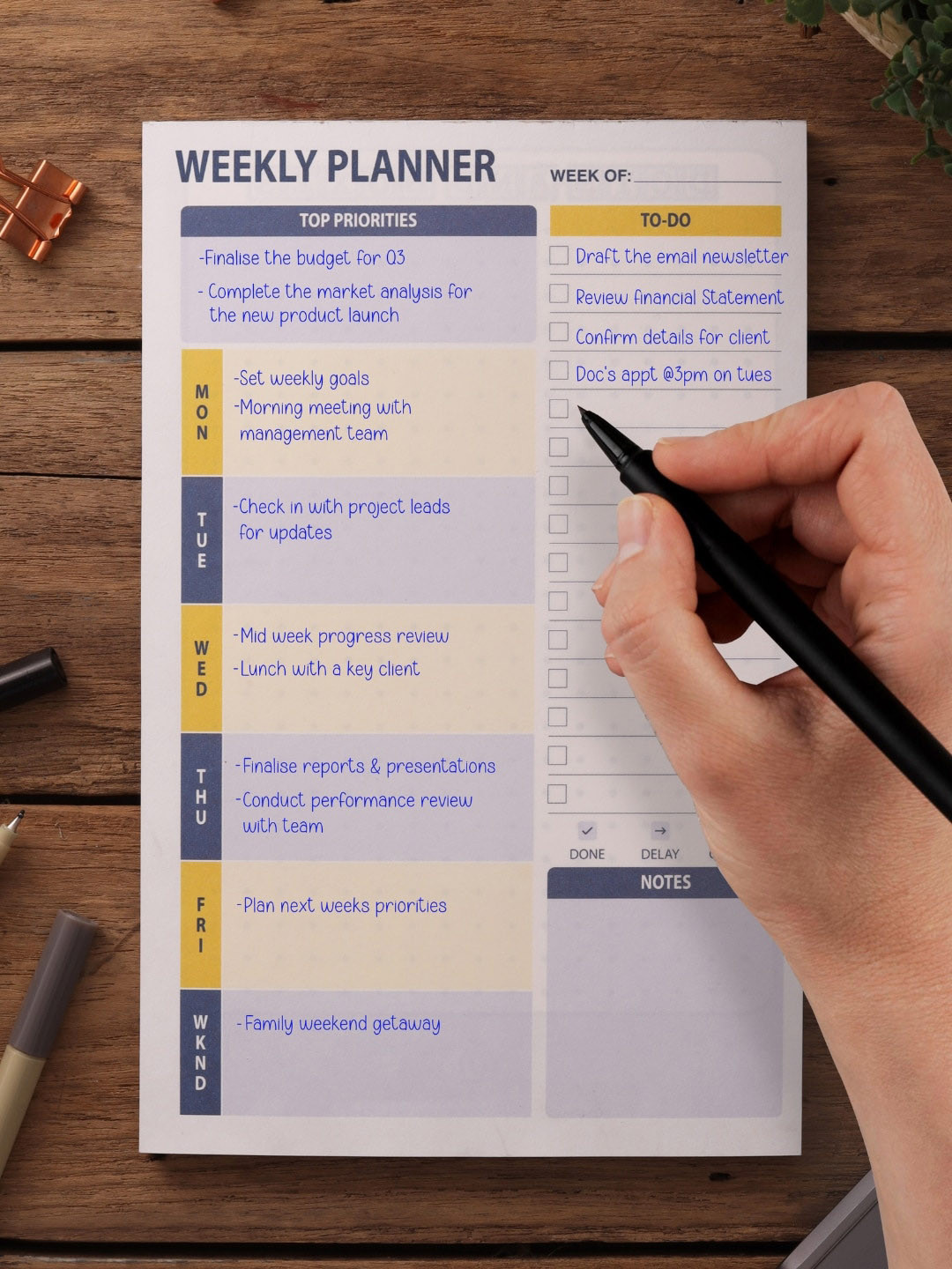 Doodle Unisex A5 Undated Weekly Planner Notepad with 50 Tear-Off Planning Sheets