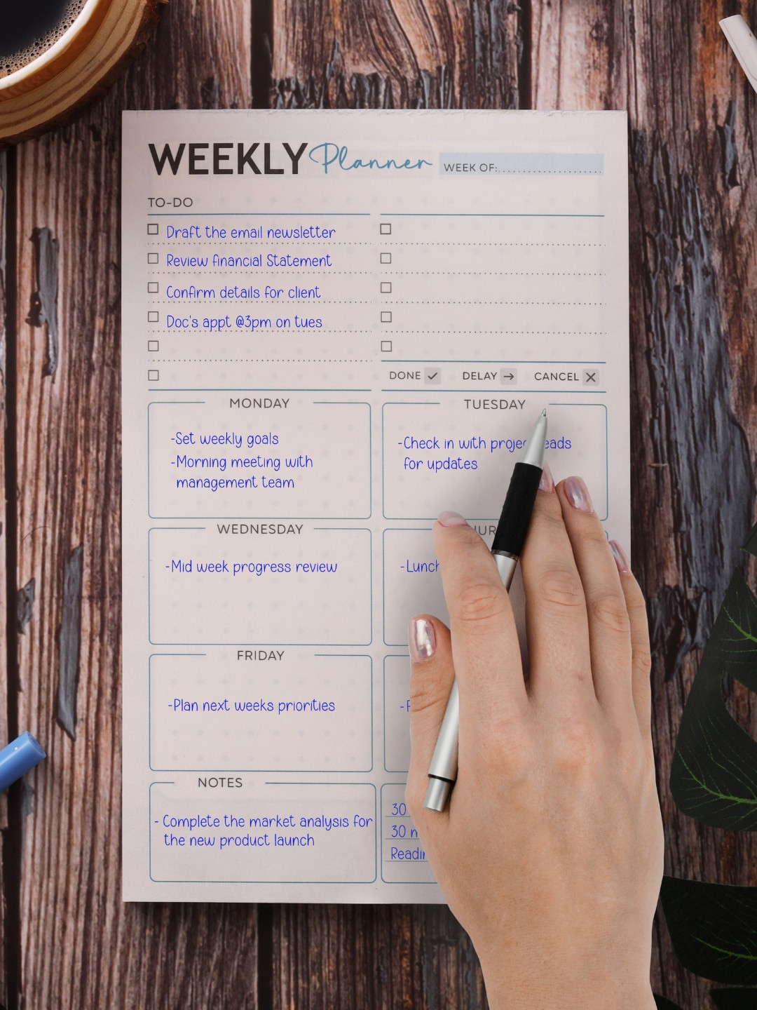 Doodle Unisex A5 Undated Weekly Planner Notepad with 50 Tear-Off Planning Sheets