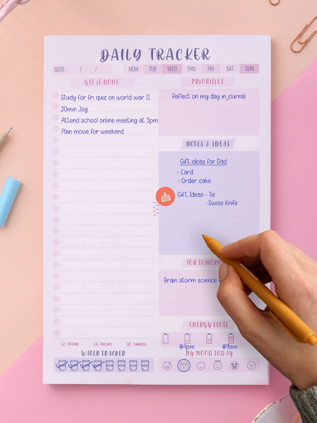 Doodle A5 Undated Daily Planner Notepad with 50 Tear-Off Planning Sheets - Todays Plan 02