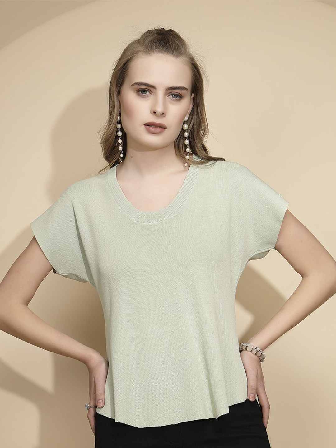 Global Republic Women Vertical Stripes Extended Sleeves Top