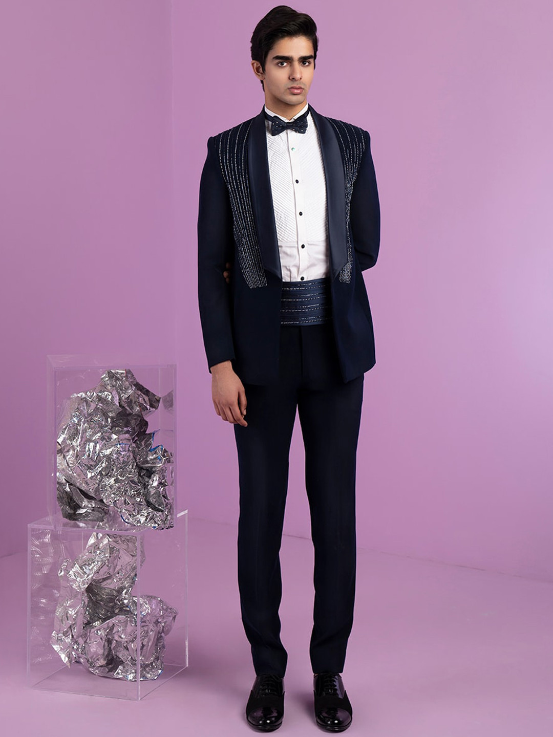 CONTRAST BY PARTH Men Tuxedo Three-Piece Formal Blazer and Trousers