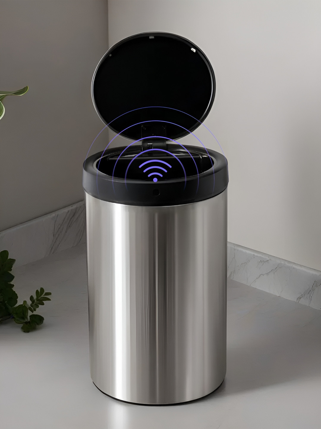 UMAI Stainless Steel Motion Sensor Open Dustbin With Lid 30 L