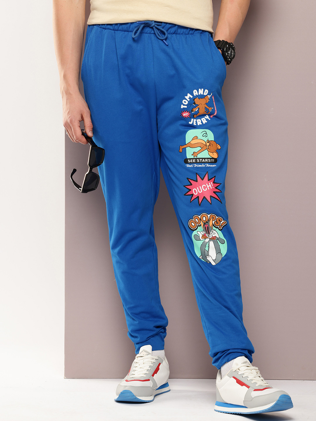 Kook N Keech Toons Men Pure Cotton Tom & Jerry Printed Relaxed Fit Joggers