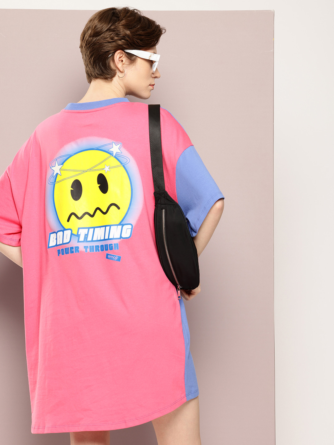 Kook N Keech Pure Cotton Printed Colourblocked High-Low T-shirt Dress