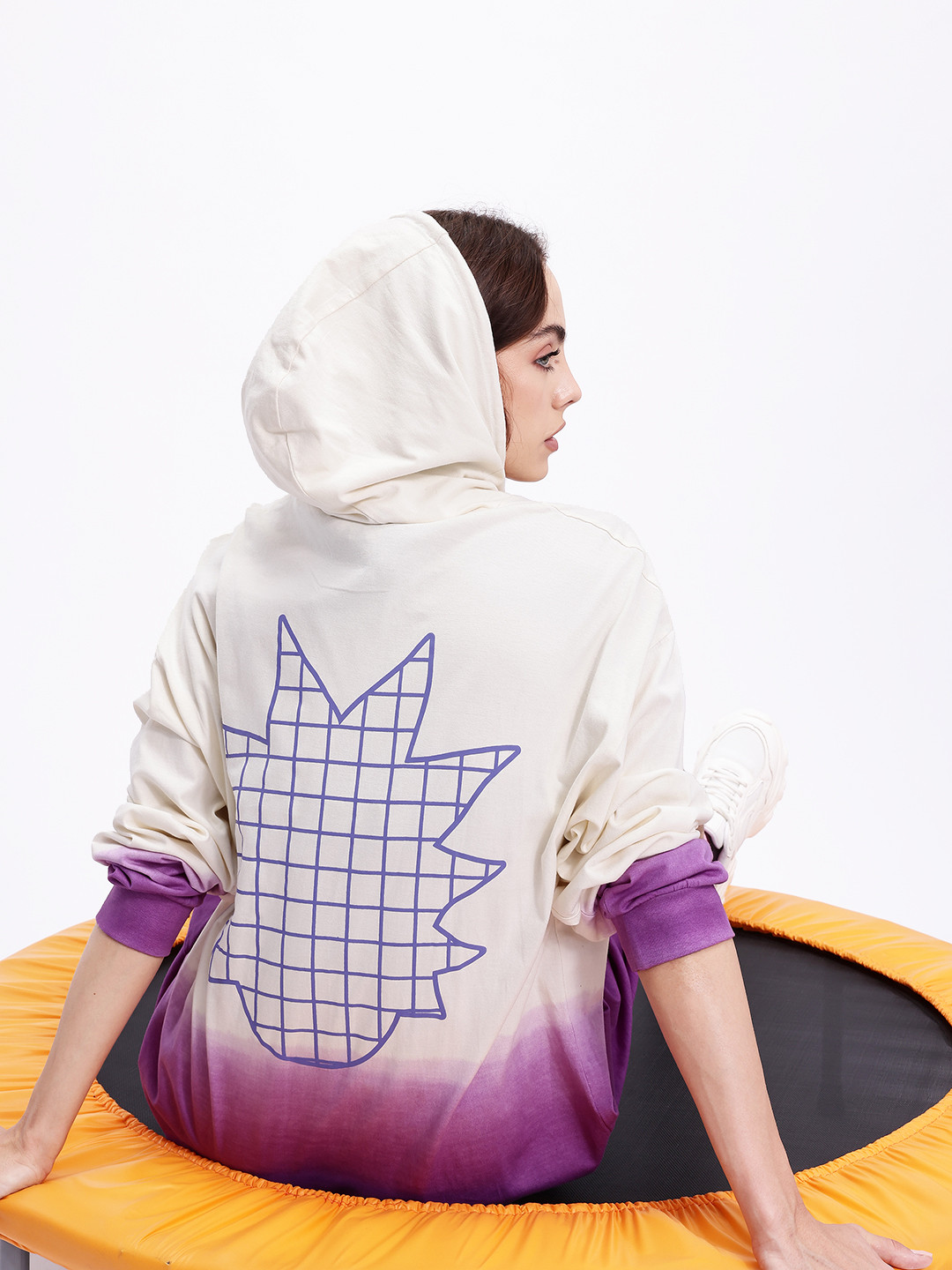 Kook N Keech Colourblocked Hooded Drop-Sleeves Pure Cotton Street-Style Sweatshirt Dress