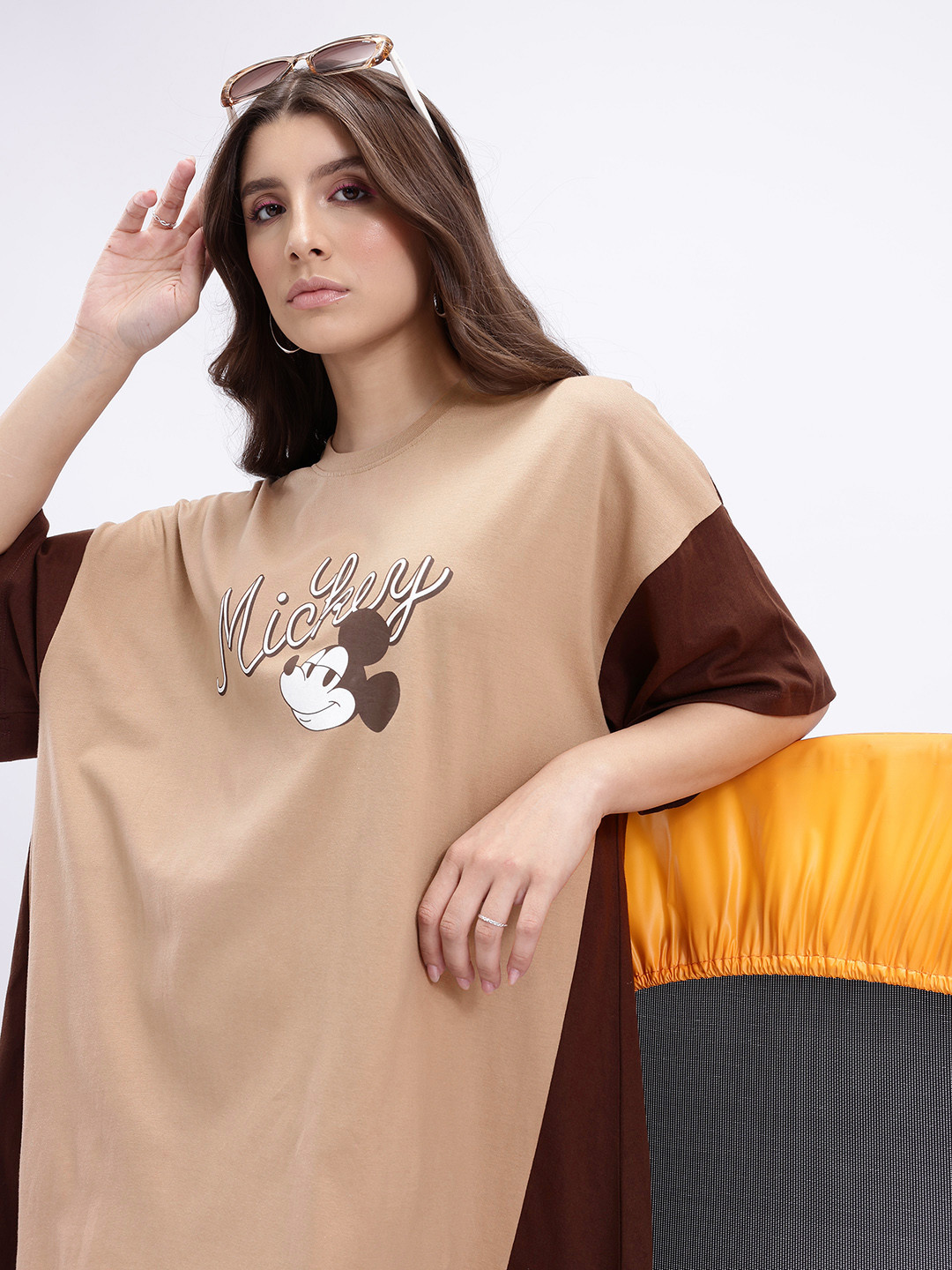 Kook N Keech Mickey Print Pure Cotton T-shirt Mini Dress