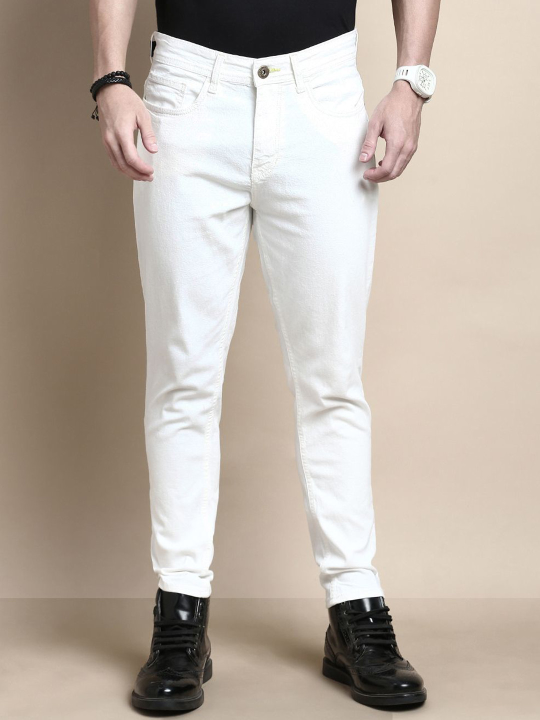 Chennis Men Mid raise Cargo  Tapered Fit Stretchable Jeans