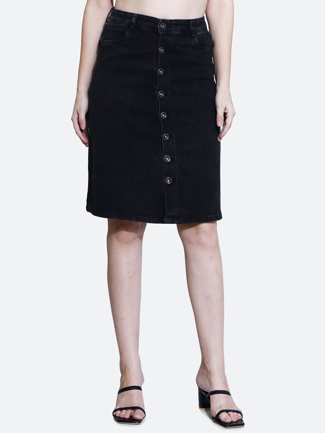 FCK-3 Denim Pure A-Line Skirt with 2 pockets
