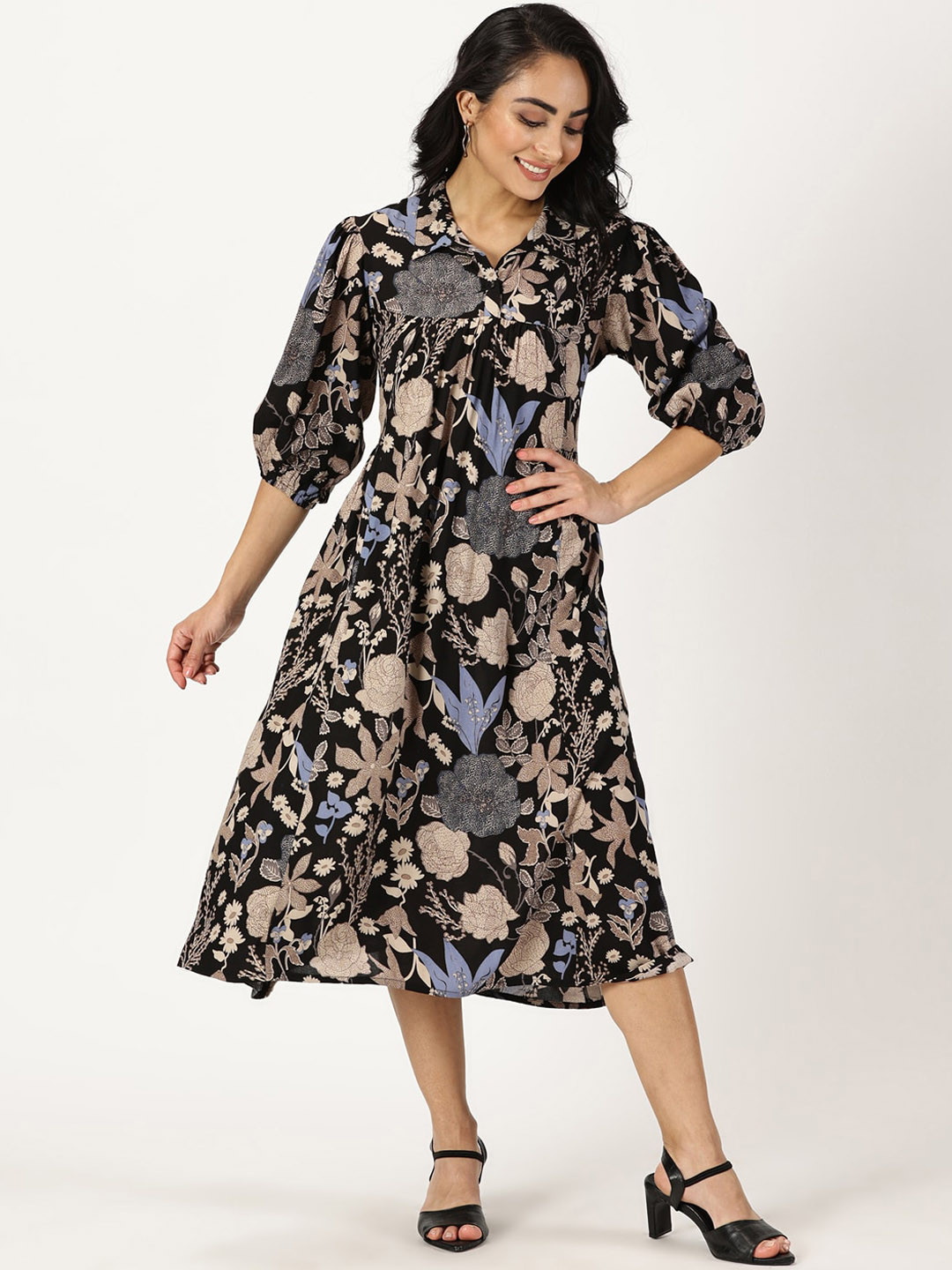 Saffron Threads Women Printed Empire Shaped Midi Dress