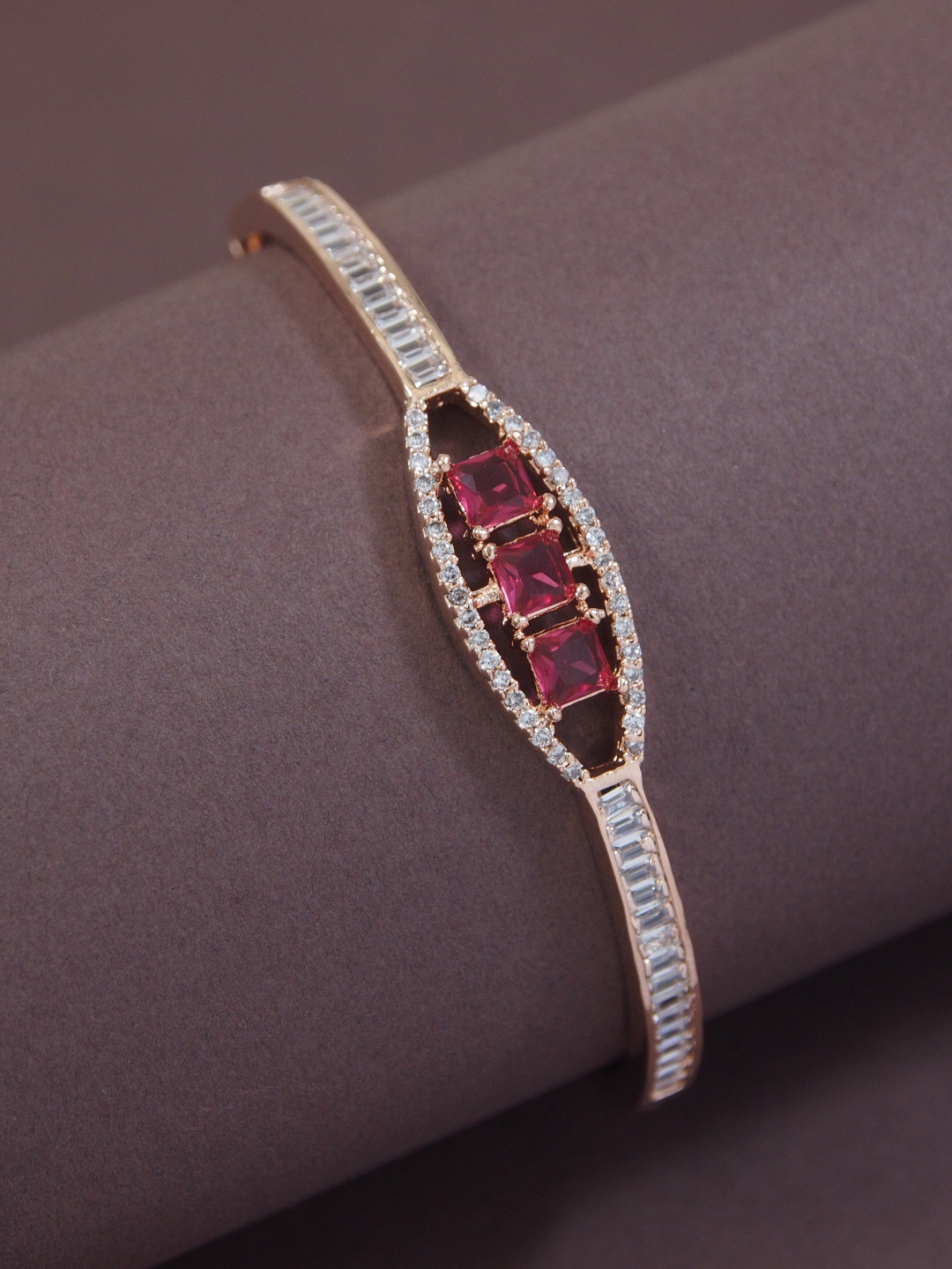 I Jewels Women Rose Gold-Plated Bangle-Style Bracelet