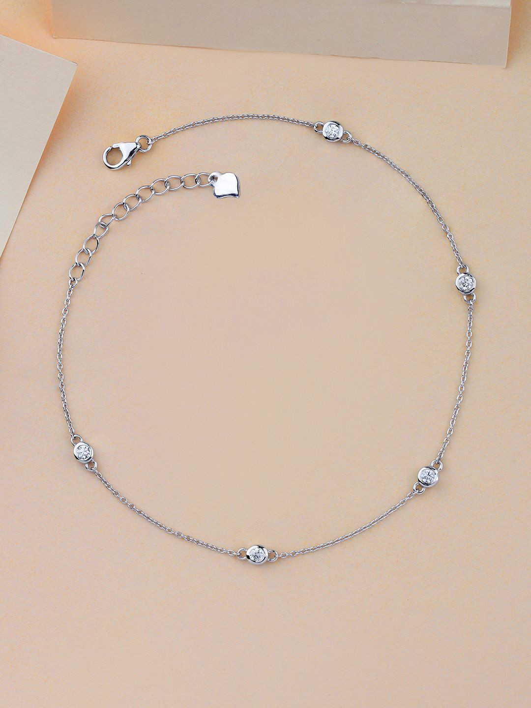Ornate Jewels 925 Sterling Silver Solitaire Anklet