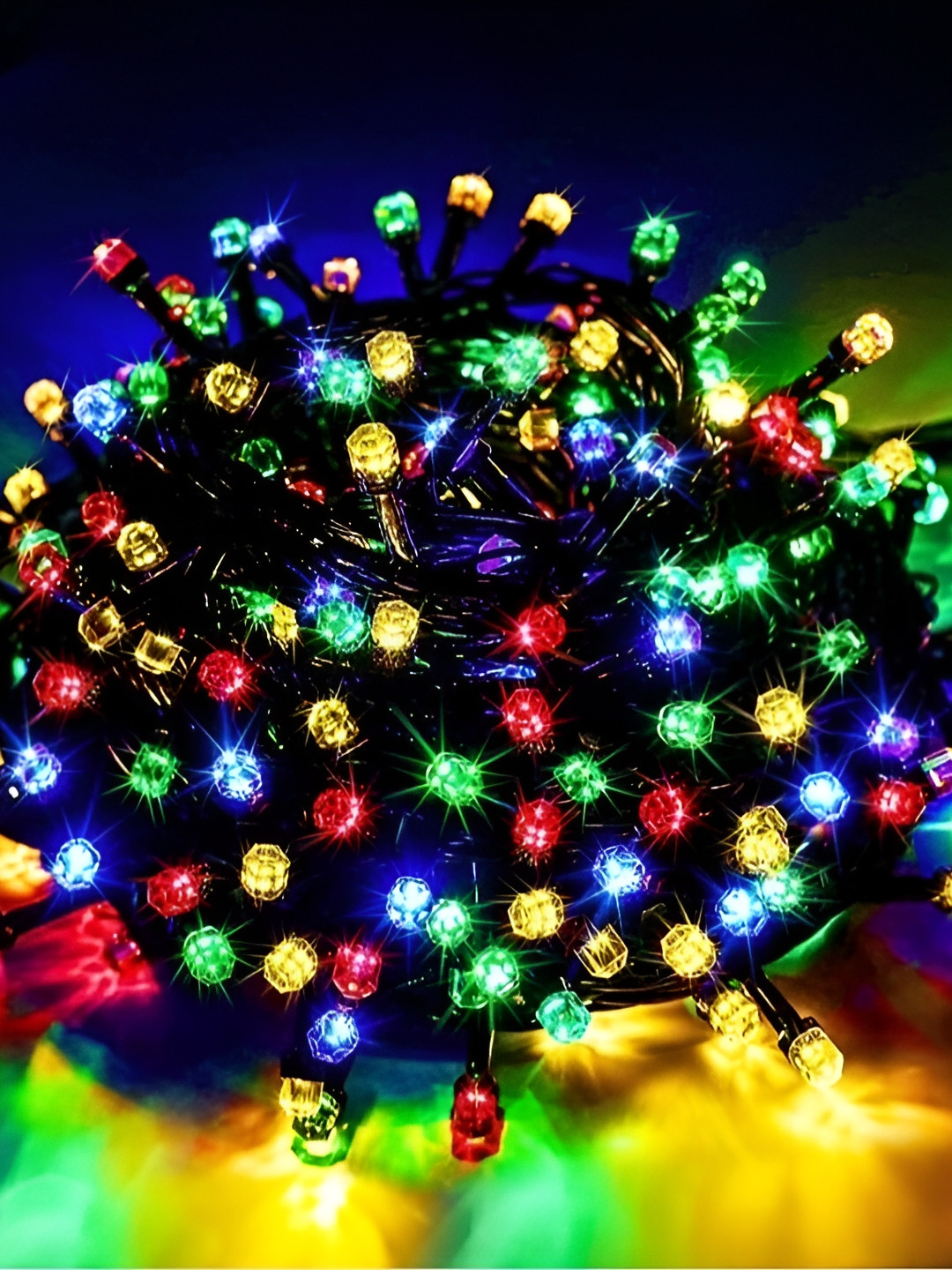 SPARK WORLD Black & Blue Rice-Shaped String Lights