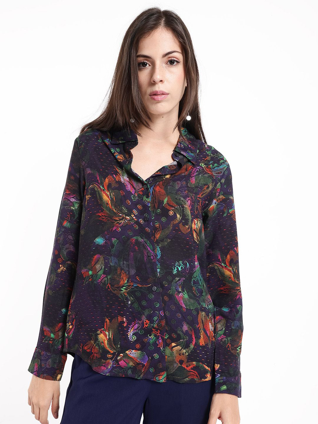 RAREISM Floral Print Cotton Styled Back Top