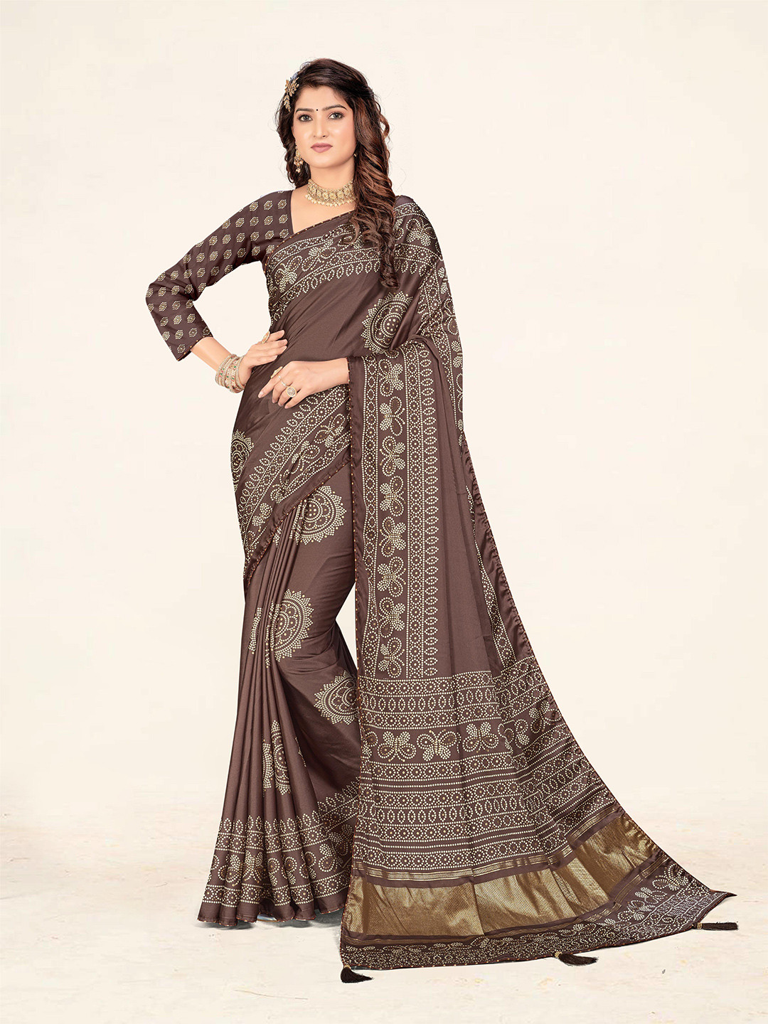 TINA FASHION Bandhani Print Saree
