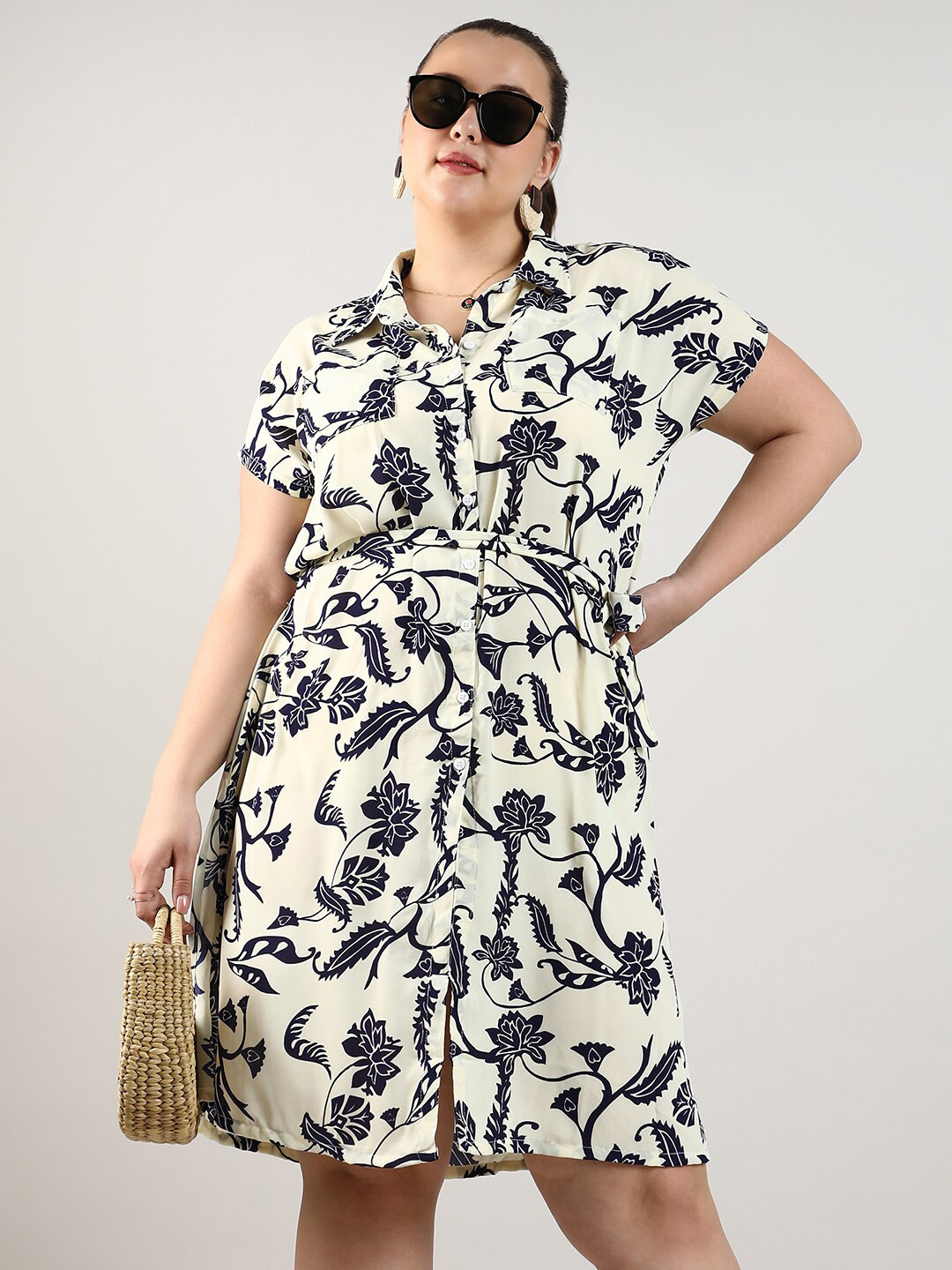 Instafab Plus Women Shirt Collar Shirt Dress