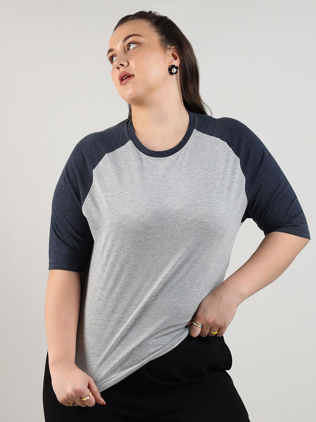 Instafab Plus Colourblocked Cotton Top