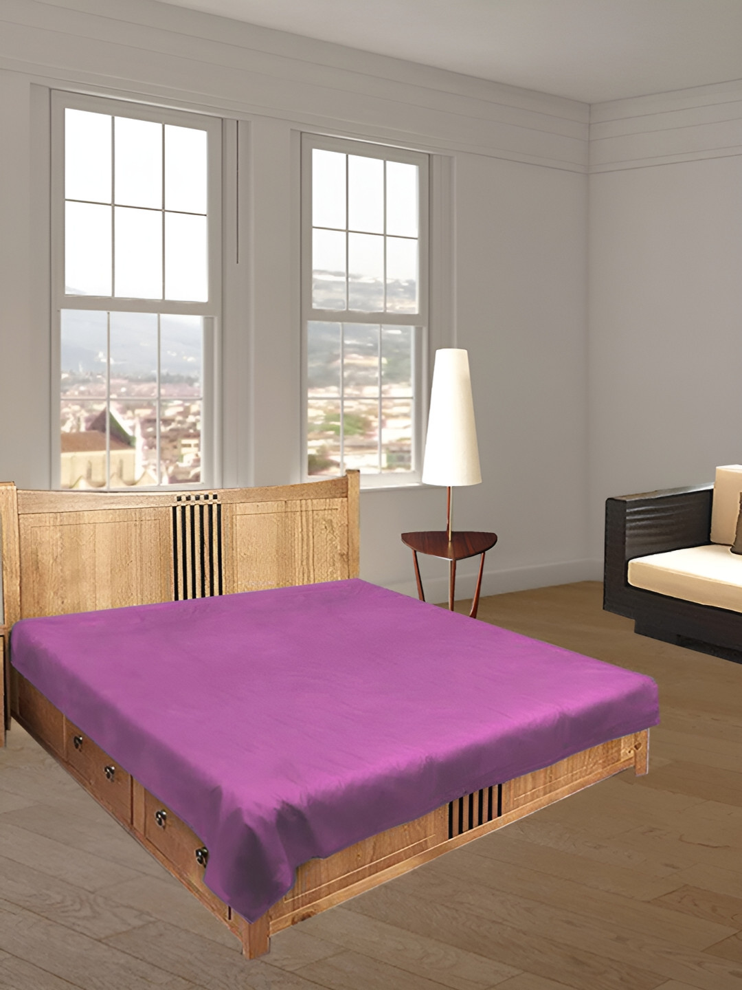 Aura Purple Polyester Textured Water Resistant Mattress Protector