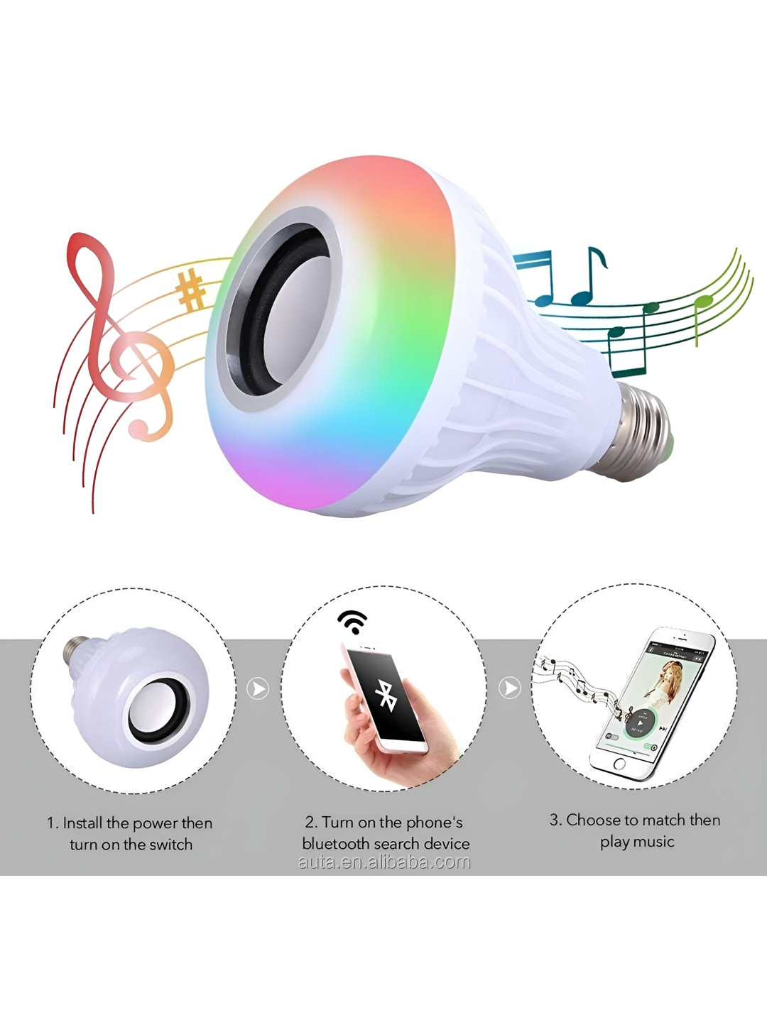SPARK WORLD White Bluetooth Music Disco Light Bulb