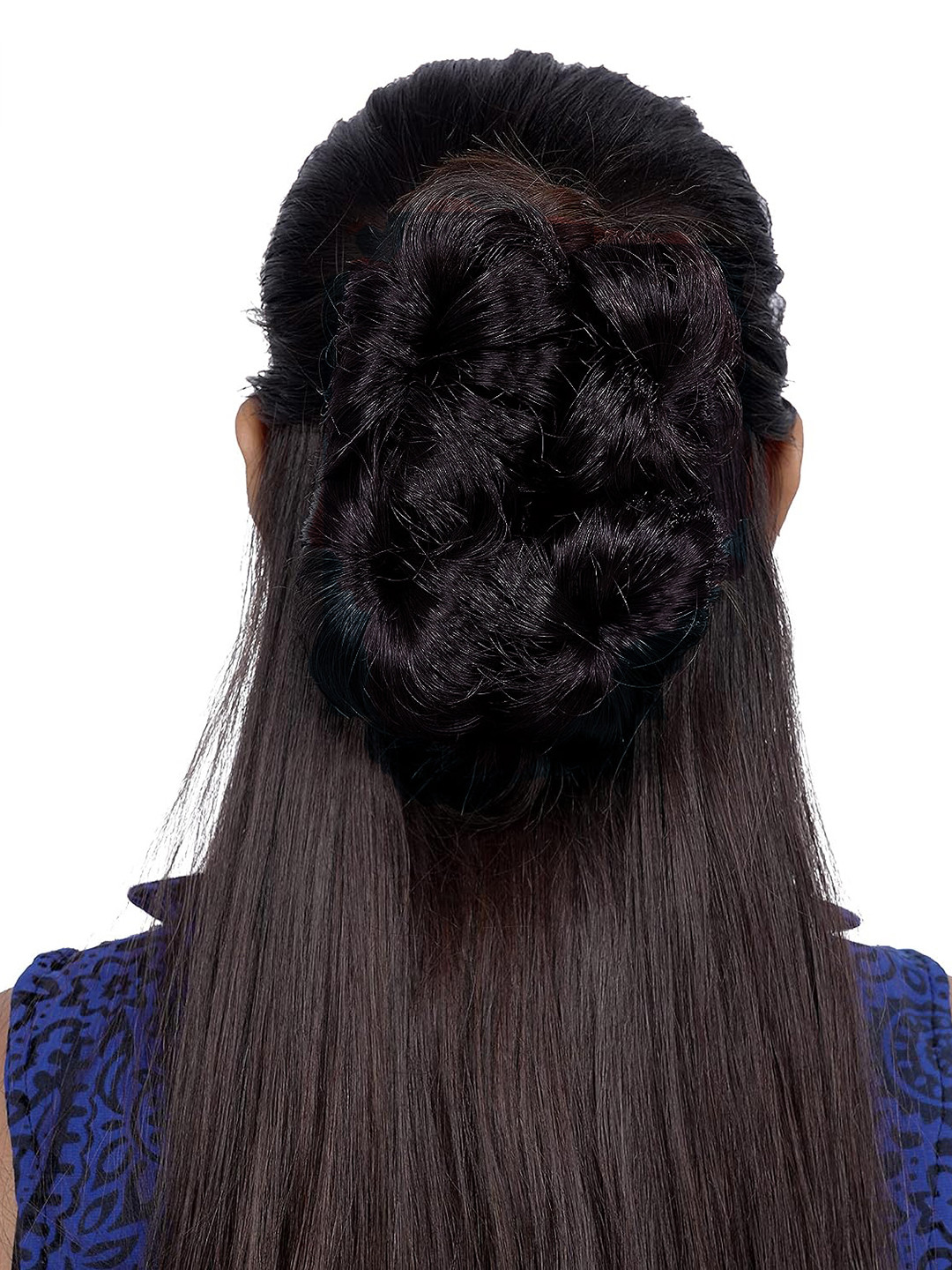 CRIBE 4-Flower Claw Juda Bun Hair Extension - Brown