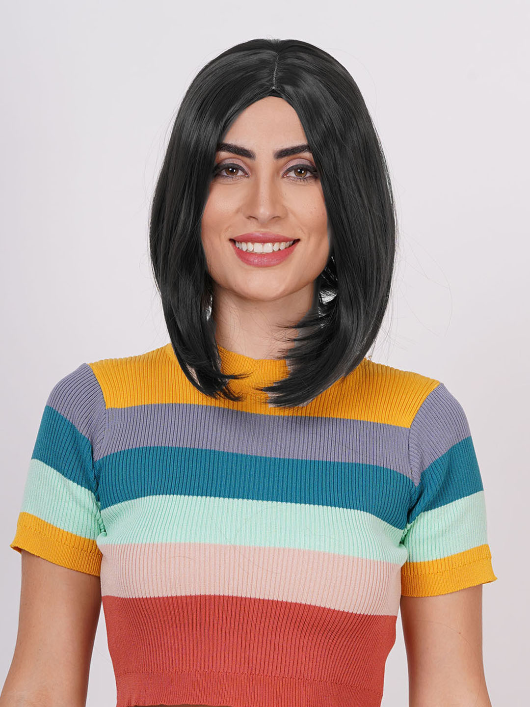 CRIBE Shoulder Length Hair Cut Full Head Hair Extension - Black