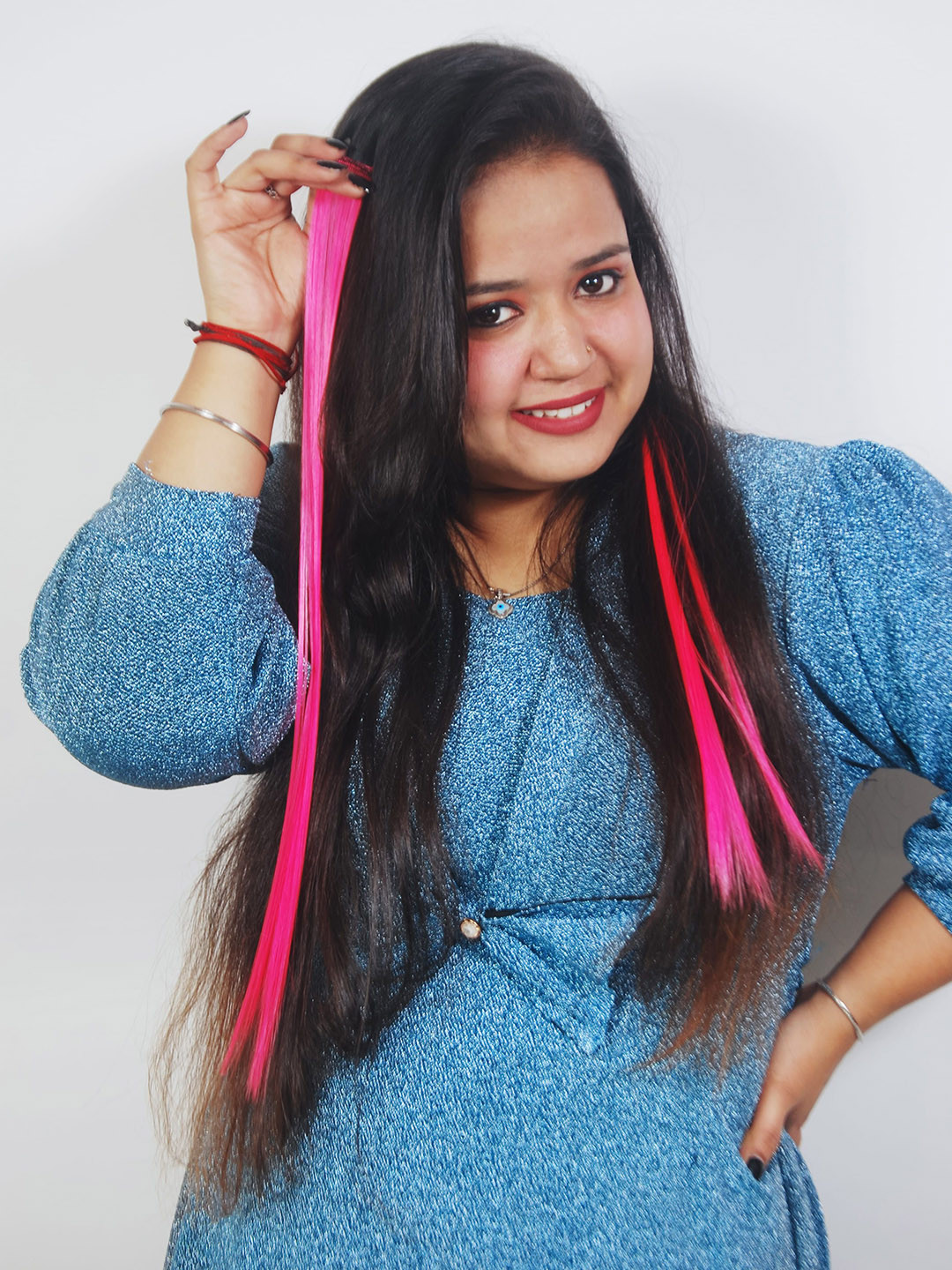 CRIBE 1 Clip Hair Streak Hair Extension - Pink