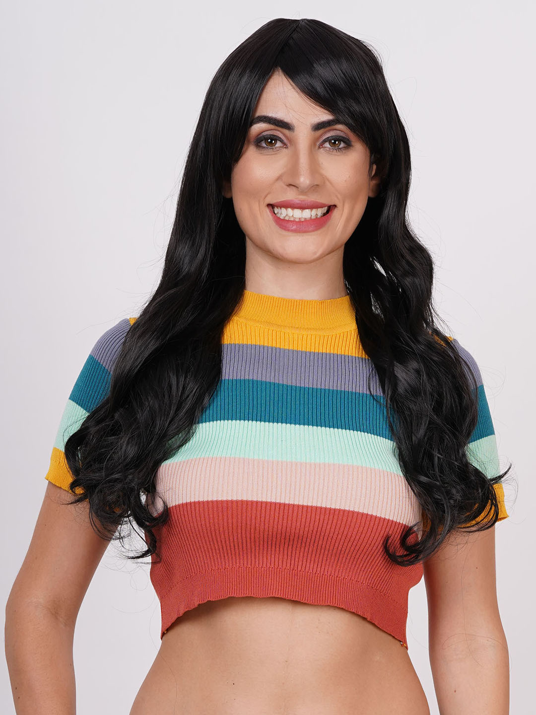 CRIBE Full Head Wavy Hair Hair Extension With Fringes - Brown