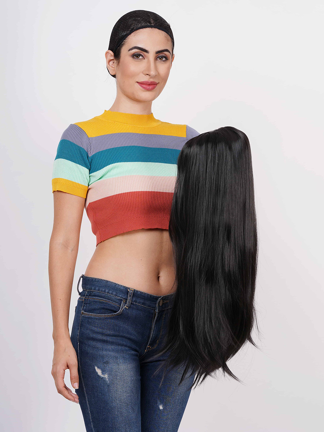 CRIBE Full Head Straight Hair Extension Wig - Brown