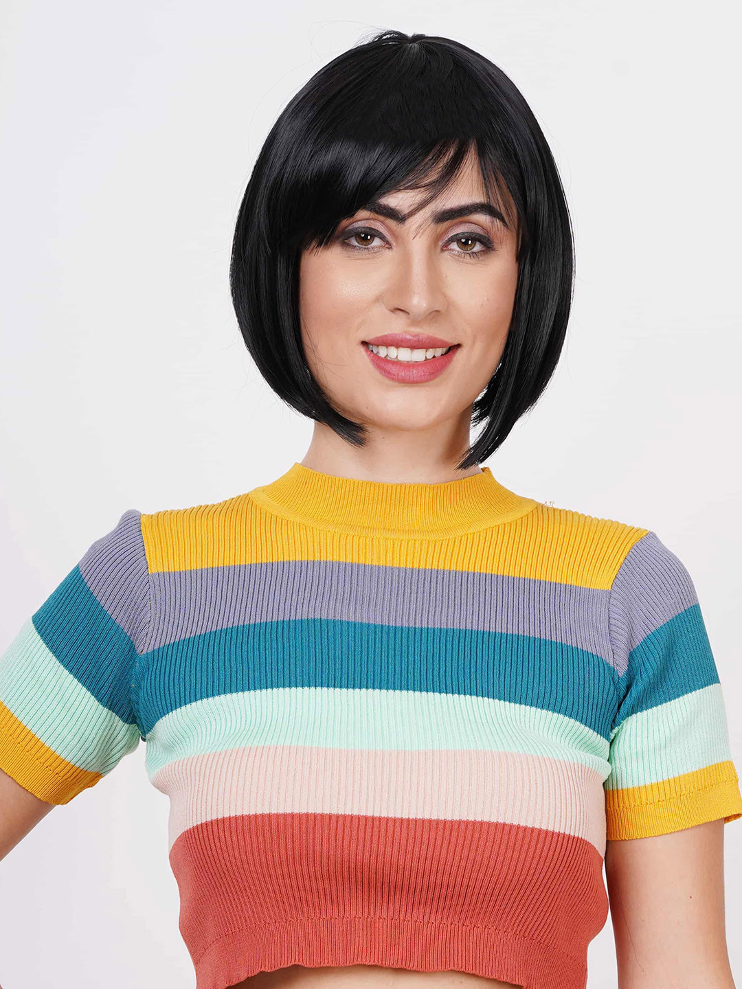 CRIBE Short Hair Full Head Hair Extension Wig - Black