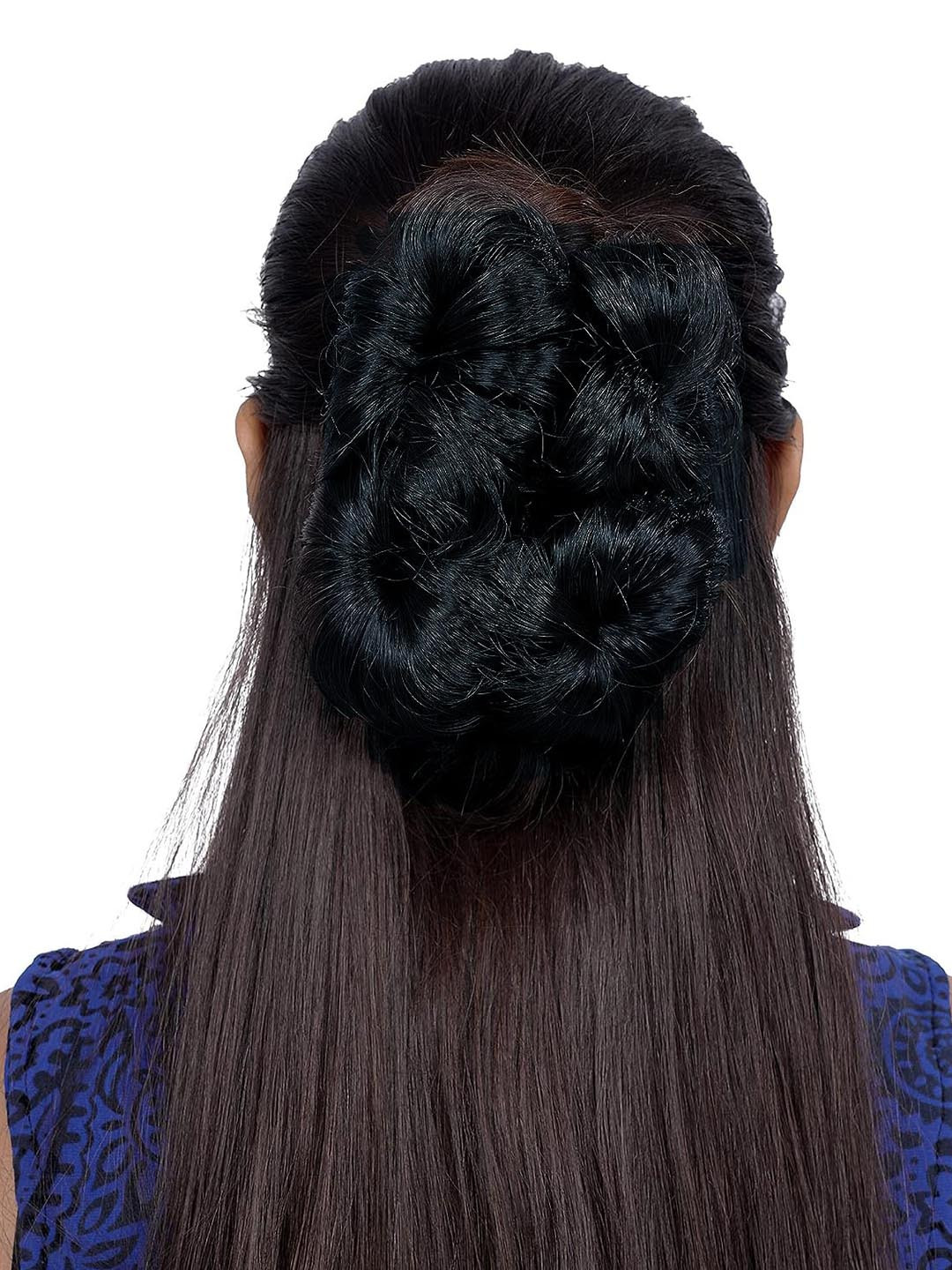 CRIBE 4 Flower Claw Juda Bun Hair Extension - Black