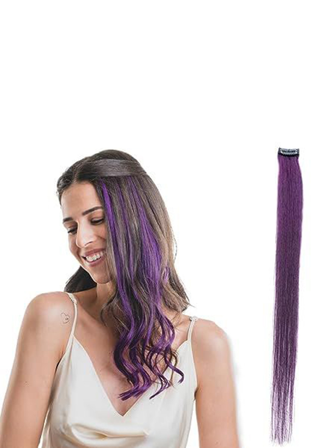 CRIBE 1-Clip Hair Streak Hair Extension - Purple