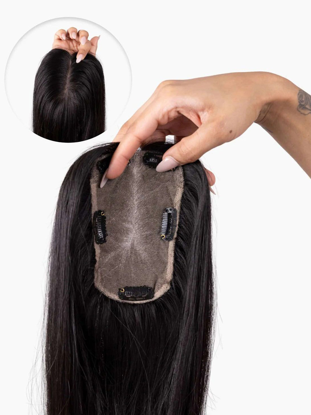 CRIBE 2 Clip Scalp Topper Hair Extension - Black