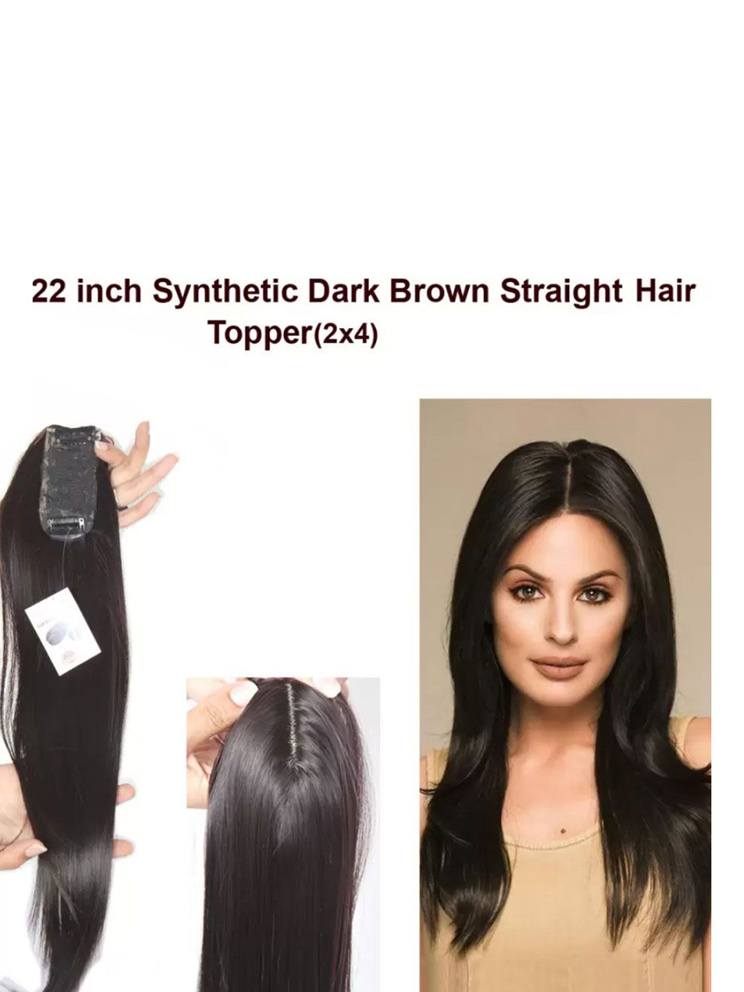 CRIBE 2 Clip Scalp Topper Hair Extension - Brown