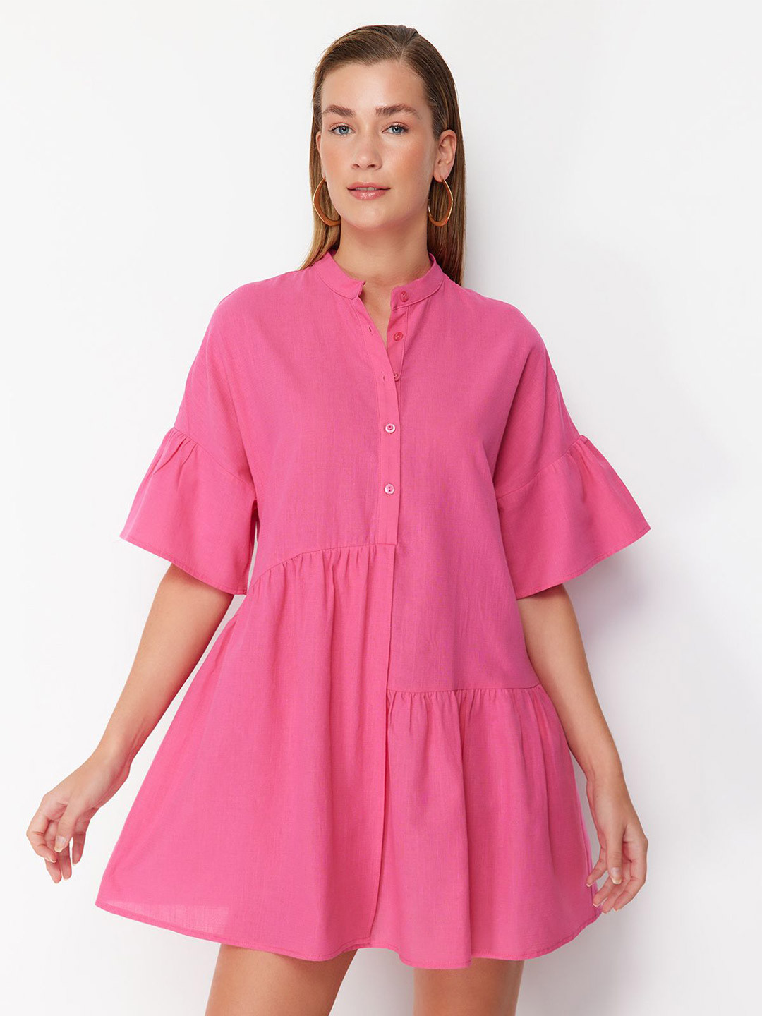 Trendyol Bell Sleeve Drop-Waist Mini Dress