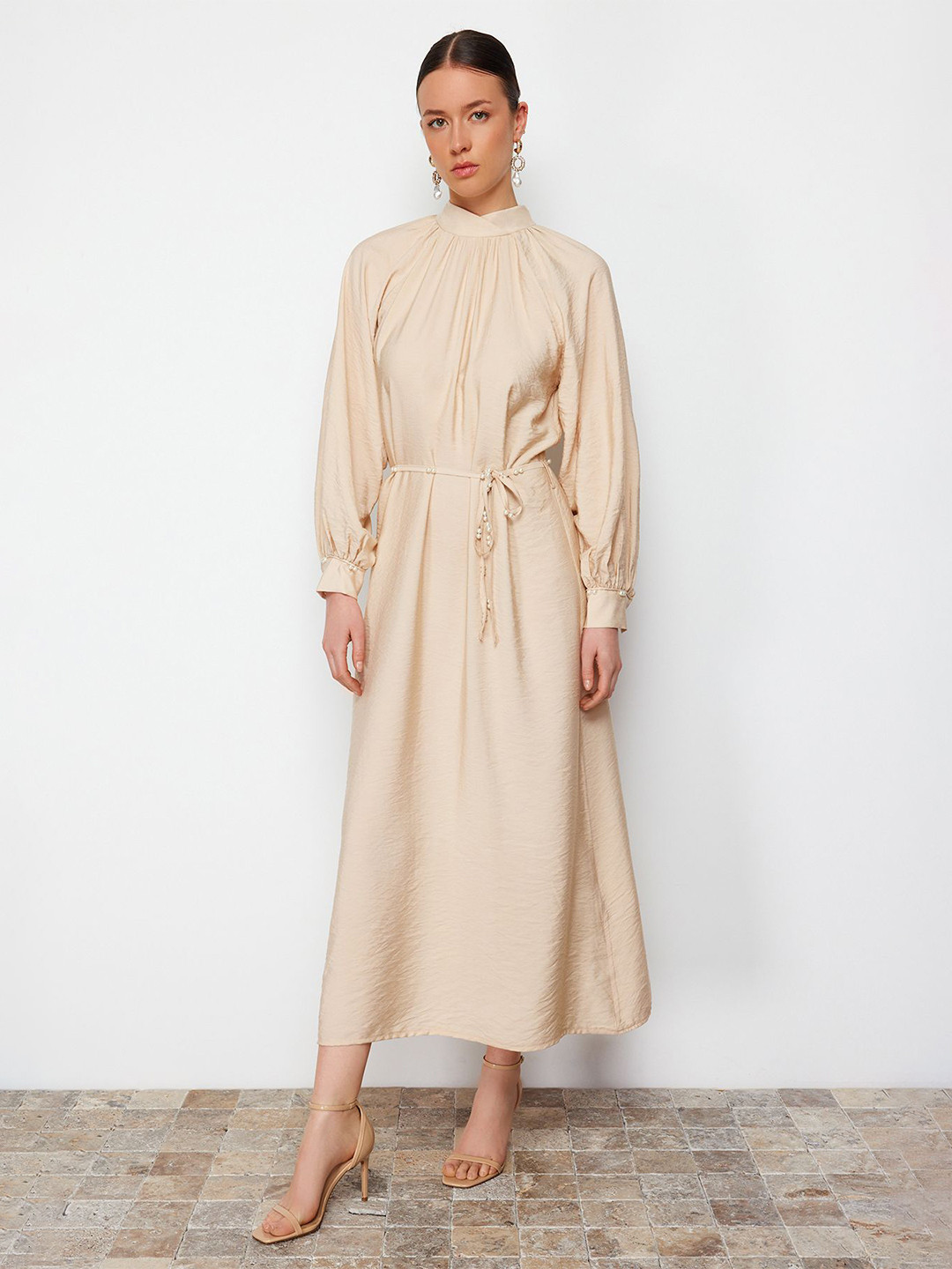 Trendyol Women A-Line Mock Neck Midi Dress