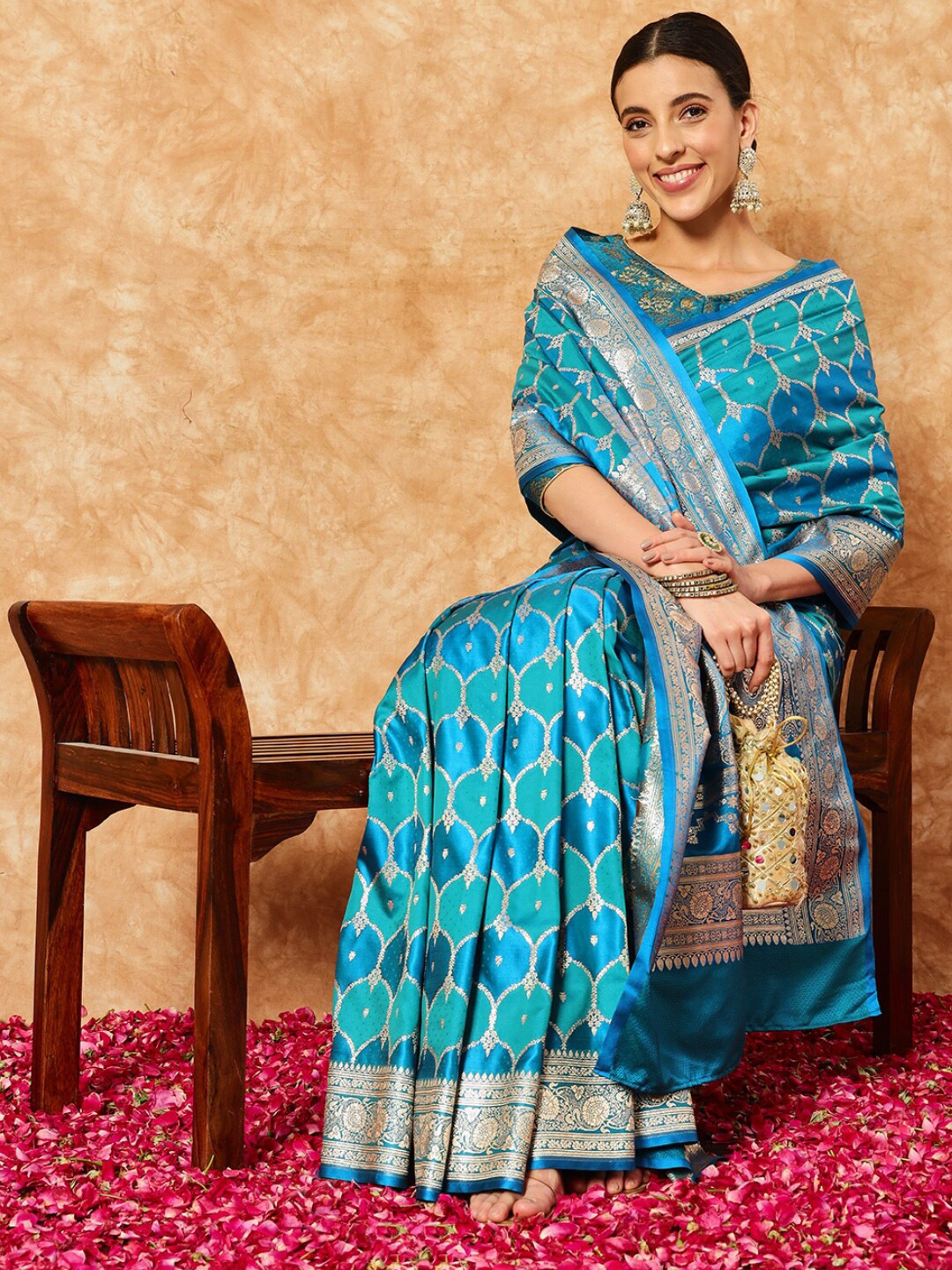 Chhabra 555 Banarasi Saree With Multicolor Linear Design