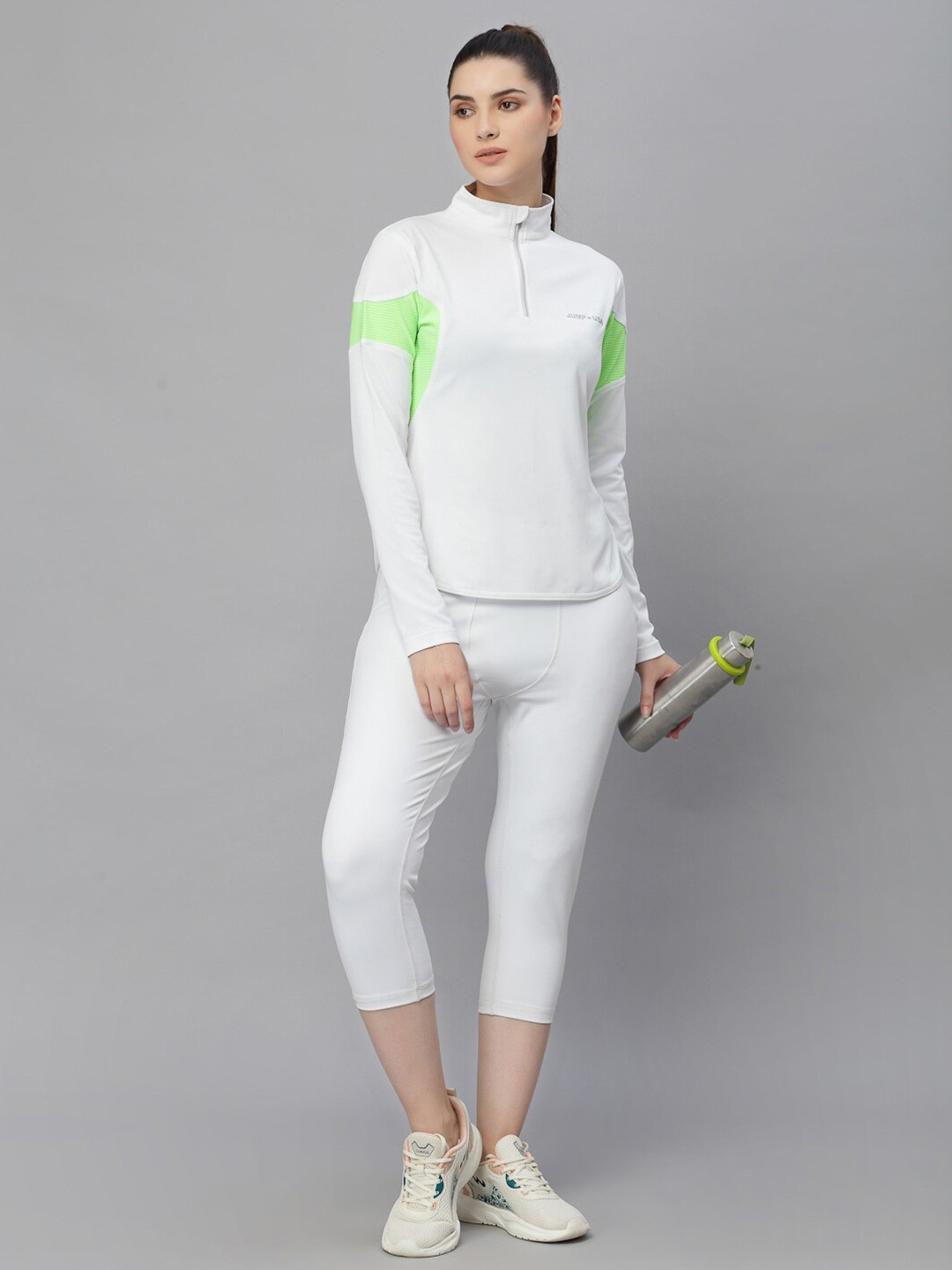 JUMP USA Women High Neck Zip T-shirt