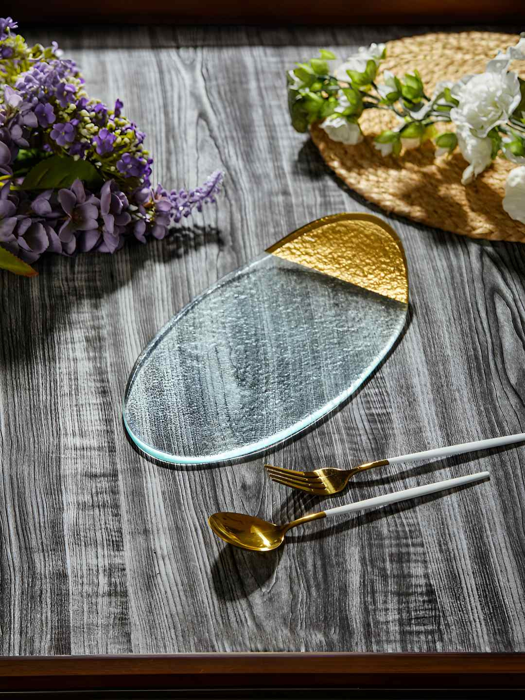 Troveas Luster Small Clear Glass Serving Platter