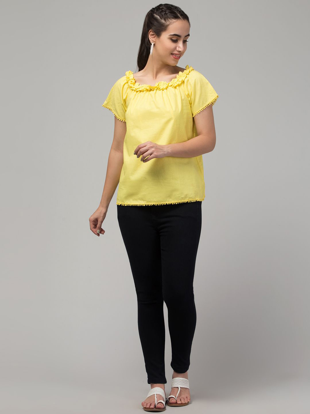 J Style Puff Sleeve Cotton Top